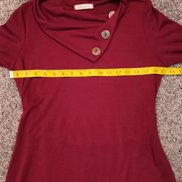 Reborn J  Burgundy Red Sweater Dress Long Sleeve Size Medium With detached belt - Picture 12 of 13